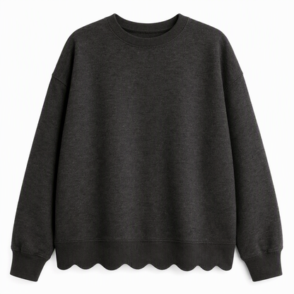 💨 Wer zögert, zahlt mehr – kein Scherz! Damen Sweatshirt mit Muschels-cut Saum und Rundhals