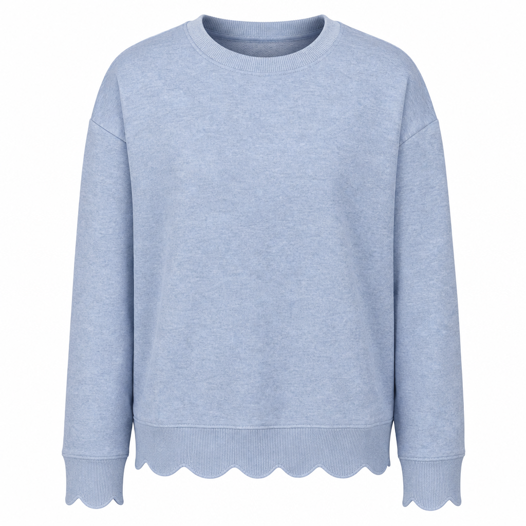 💨 Wer zögert, zahlt mehr – kein Scherz! Damen Sweatshirt mit Muschels-cut Saum und Rundhals