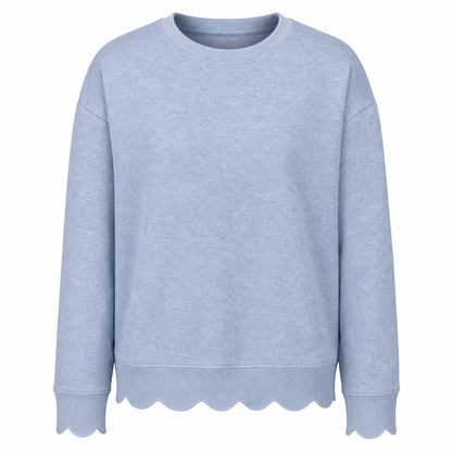 💨 Wer zögert, zahlt mehr – kein Scherz! Damen Sweatshirt mit Muschels-cut Saum und Rundhals