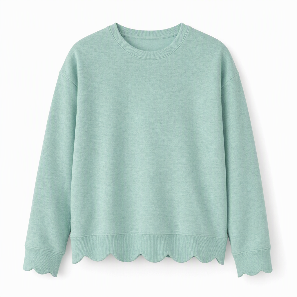 💨 Wer zögert, zahlt mehr – kein Scherz! Damen Sweatshirt mit Muschels-cut Saum und Rundhals