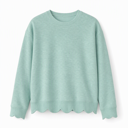 💨 Wer zögert, zahlt mehr – kein Scherz! Damen Sweatshirt mit Muschels-cut Saum und Rundhals