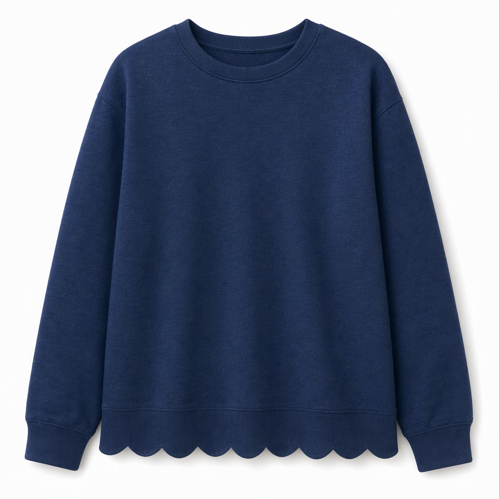💨 Wer zögert, zahlt mehr – kein Scherz! Damen Sweatshirt mit Muschels-cut Saum und Rundhals