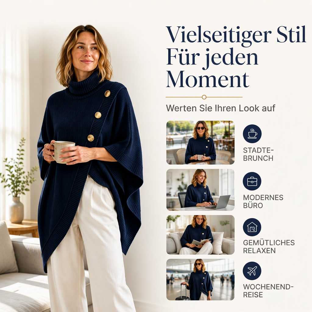 📢🎉50%Rabatt!!!🛍️✨Damen asymmetrischer Rollkragen-Poncho Strickpullover