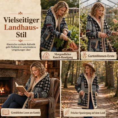 📢🎉50%Rabatt!!!🛍️✨Damen Winter Kapuzen-Sweatshirt mit Leinen-Druck und warmem Plüschfutter