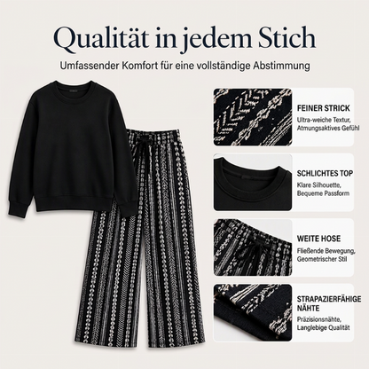 📢🎉50%Rabatt!!!🛍️✨Freizeit-Oberteil mit Rundhalsausschnitt und bedruckte Hosen Set für Damen