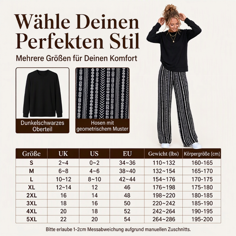 📢🎉50%Rabatt!!!🛍️✨Freizeit-Oberteil mit Rundhalsausschnitt und bedruckte Hosen Set für Damen