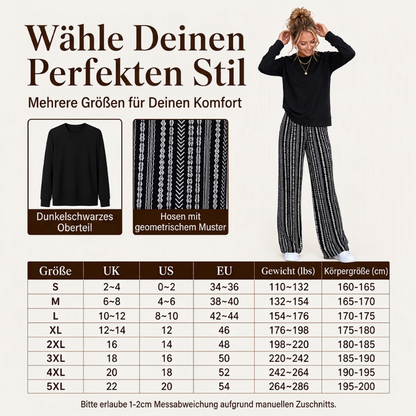 📢🎉50%Rabatt!!!🛍️✨Freizeit-Oberteil mit Rundhalsausschnitt und bedruckte Hosen Set für Damen