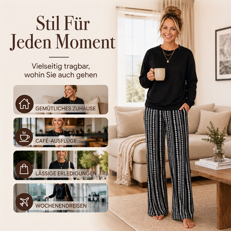 📢🎉50%Rabatt!!!🛍️✨Freizeit-Oberteil mit Rundhalsausschnitt und bedruckte Hosen Set für Damen