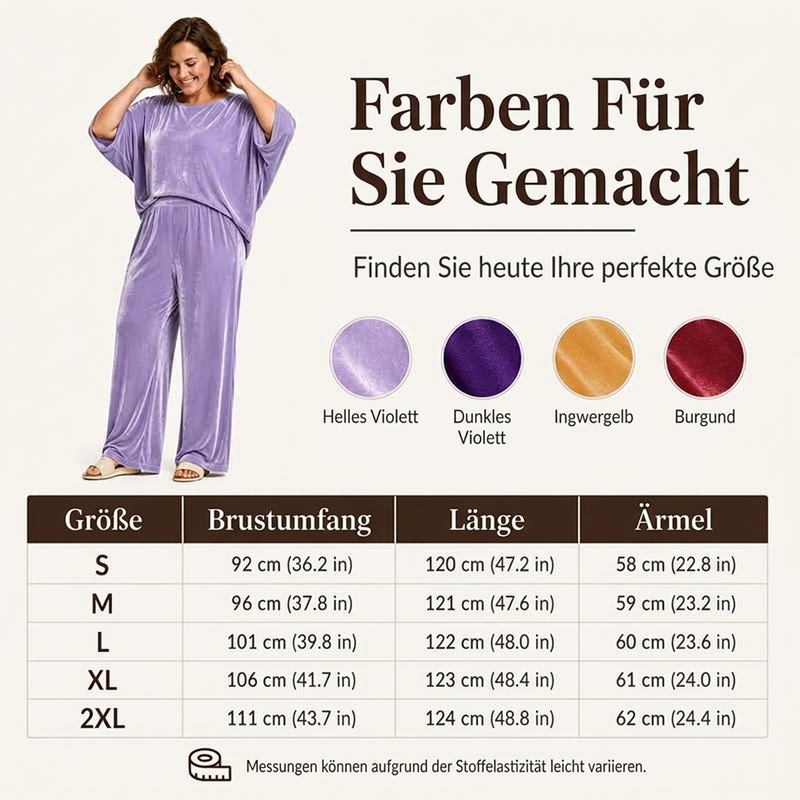 📢🎉50%Rabatt!!!🛍️✨Samt-Set für Damen: Kurzarm-Oberteil & Weite-Hose