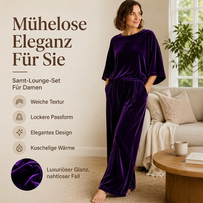 📢🎉50%Rabatt!!!🛍️✨Samt-Set für Damen: Kurzarm-Oberteil & Weite-Hose