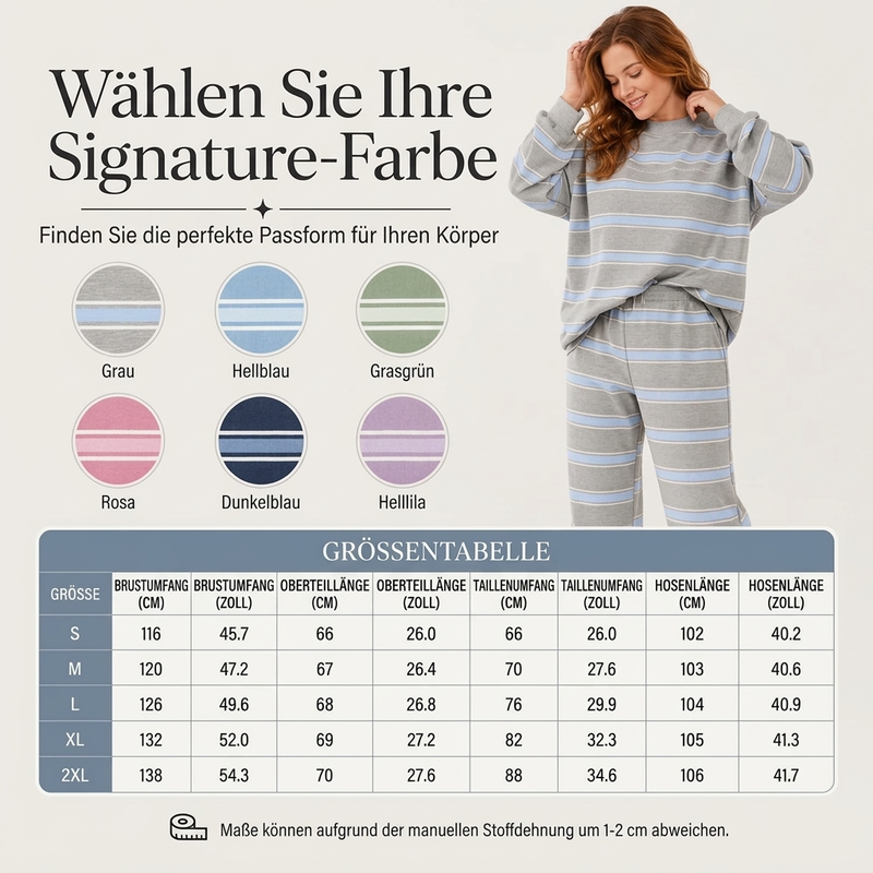 📢🎉50%Rabatt!!!🛍️🌟Damen-Streifenmotte-Mock-Neck-Top & Wide-Leg-Hosen-Set