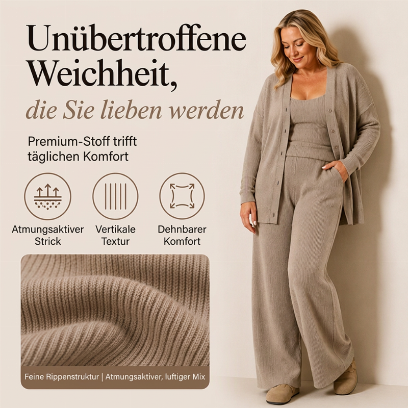 🌪️ Dieser Artikel fliegt raus – der Bestand schmilzt minütlich! Damen 3-teiliges Strick-Loungewear-Set