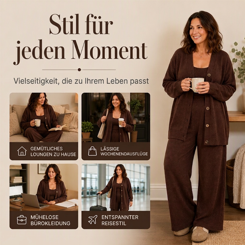 🌪️ Dieser Artikel fliegt raus – der Bestand schmilzt minütlich! Damen 3-teiliges Strick-Loungewear-Set