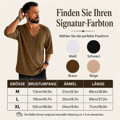 🔥Beliebtes Produkt ！✨Lässiges V-Ausschnitt Strick-T-Shirt für Herren