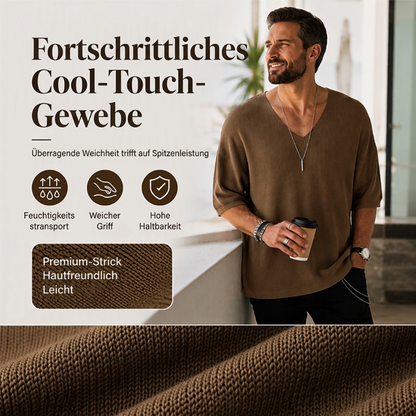 🔥Beliebtes Produkt ！✨Lässiges V-Ausschnitt Strick-T-Shirt für Herren
