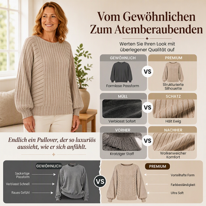 🔥 50% Rabatt – nur heute! 🎉 Damen lässiger Pullover mit Rippstrick und Laternenärmeln