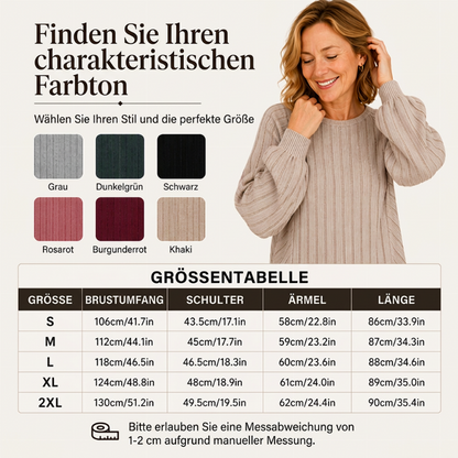🔥 50% Rabatt – nur heute! 🎉 Damen lässiger Pullover mit Rippstrick und Laternenärmeln