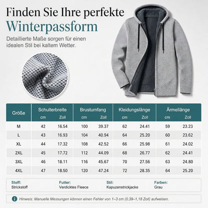 📢🎉50%Rabatt!!!🛍️✨Herren Winter Strickjacke mit Kapuze, kariert, mit Fleecefutter, dicker Mantel mit langen Ärmeln