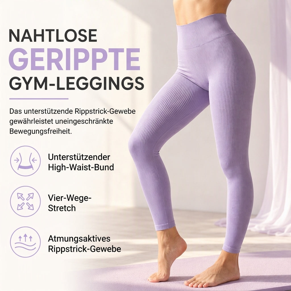 🖤 Black Friday Vorabzugang: 50 % Rabatt 🖤 Nahtlose, hochtaillierte Ripp-Yogahose, Workout- und Fitness-Leggings, Sport-Tights