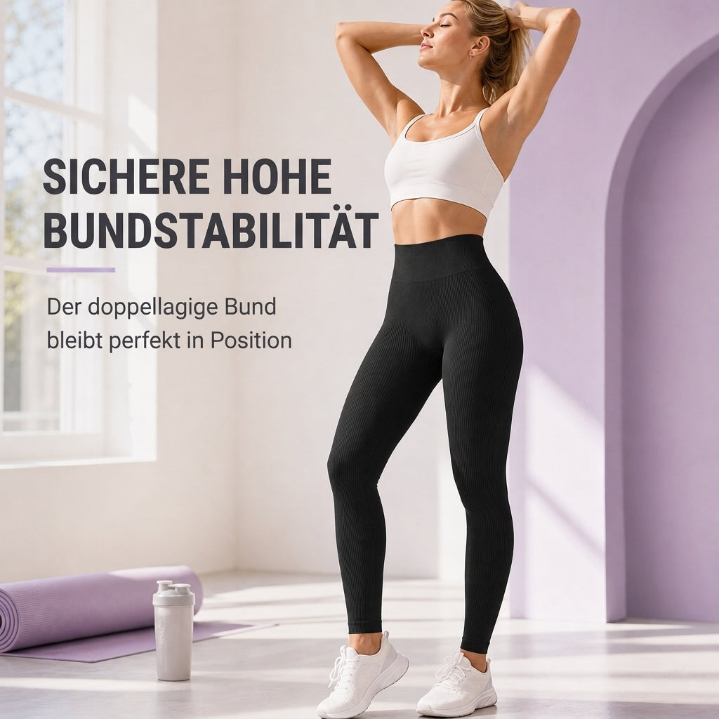 🖤 Black Friday Vorabzugang: 50 % Rabatt 🖤 Nahtlose, hochtaillierte Ripp-Yogahose, Workout- und Fitness-Leggings, Sport-Tights