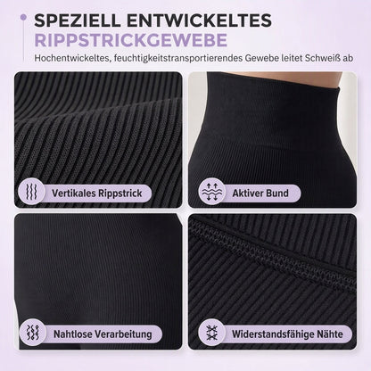 🖤 Black Friday Vorabzugang: 50 % Rabatt 🖤 Nahtlose, hochtaillierte Ripp-Yogahose, Workout- und Fitness-Leggings, Sport-Tights