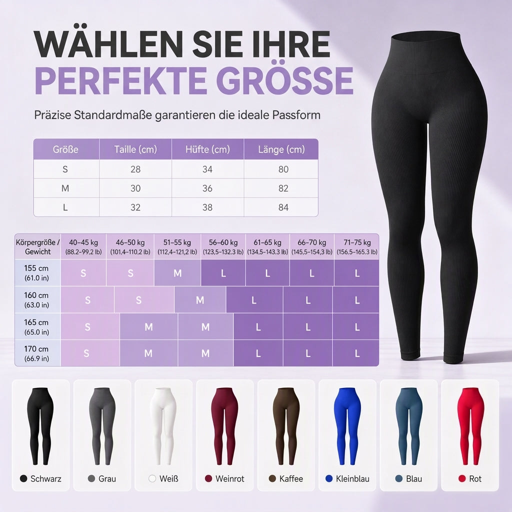 🖤 Black Friday Vorabzugang: 50 % Rabatt 🖤 Nahtlose, hochtaillierte Ripp-Yogahose, Workout- und Fitness-Leggings, Sport-Tights