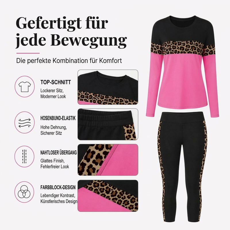 🏆 Verkaufsschlager – jetzt halber Preis! Zweiteiliges Freizeit-Set mit Leopardenmuster für Damen