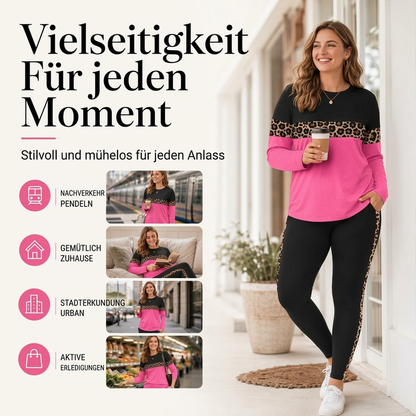 🏆 Verkaufsschlager – jetzt halber Preis! Zweiteiliges Freizeit-Set mit Leopardenmuster für Damen