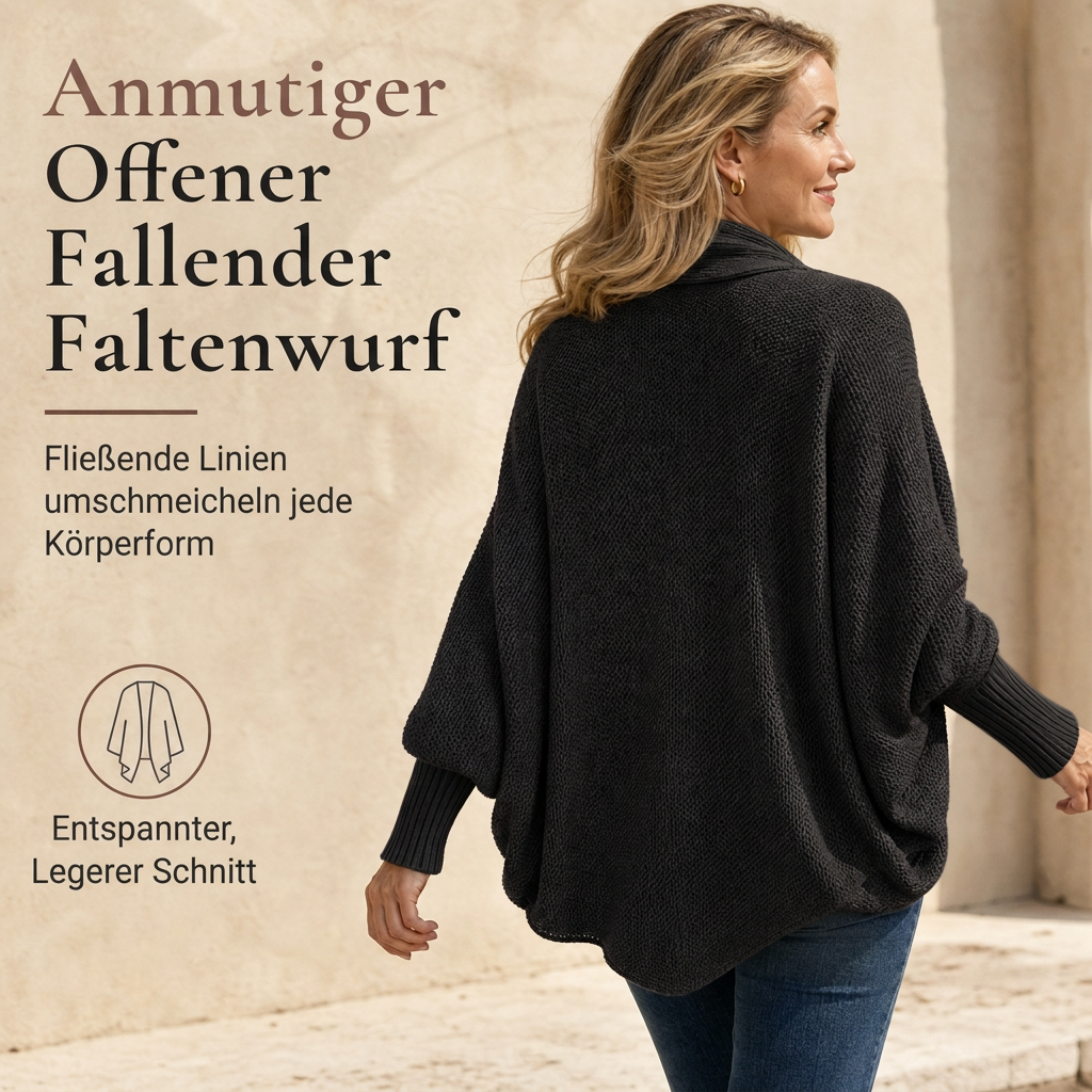 📢🎉50%Rabatt!!!🛍️✨Damen lockere Strickjacke mit Fledermausärmeln, offener Front, Überwurf für Herbst und Winter