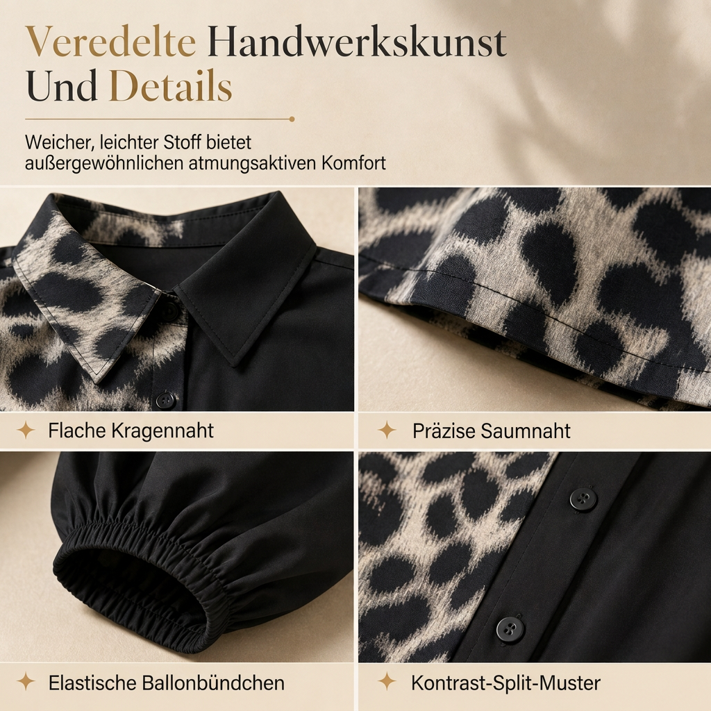 💞 Über 10.000 verkauft! ⭐ Damen Minikleid mit Leopardenmuster – Langarm, Kontrast-Patchwork & Gürtel