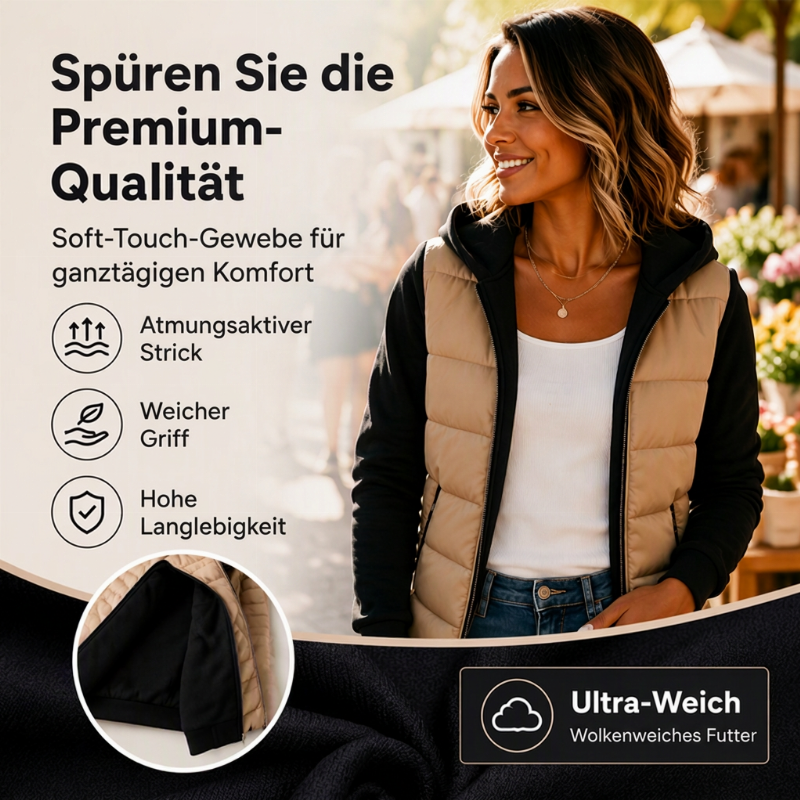 📢🎉50%Rabatt!!!🛍️✨Damen Farbblock gesteppte Kapuzenjacke