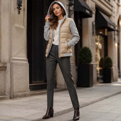 📢🎉50%Rabatt!!!🛍️✨Damen Farbblock gesteppte Kapuzenjacke
