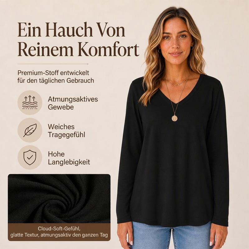 🚀 Neu eingetroffen – 50% Probierpreis! Lässiges Damen-Langarmshirt mit V-Ausschnitt
