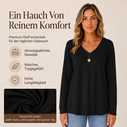 🚀 Neu eingetroffen – 50% Probierpreis! Lässiges Damen-Langarmshirt mit V-Ausschnitt