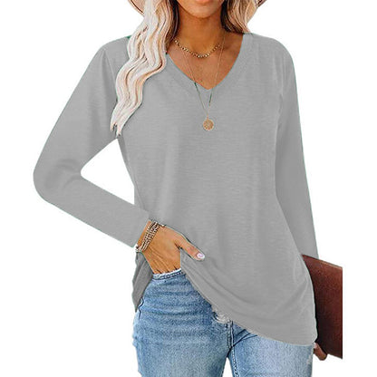 🚀 Neu eingetroffen – 50% Probierpreis! Lässiges Damen-Langarmshirt mit V-Ausschnitt