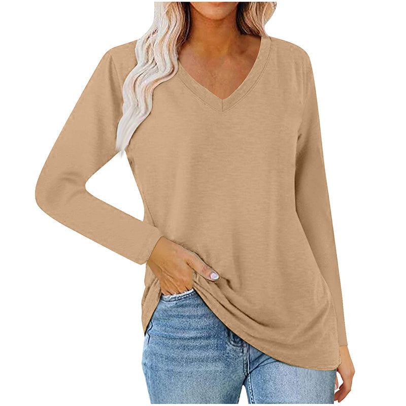 🚀 Neu eingetroffen – 50% Probierpreis! Lässiges Damen-Langarmshirt mit V-Ausschnitt