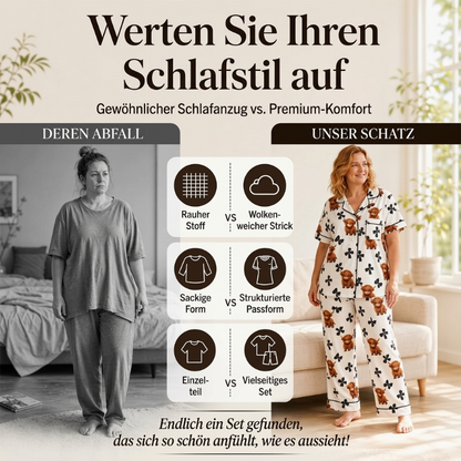 📢🎉50%Rabatt!!!🛍️✨Damen 3-teiliges Pyjama-Set mit Hochlandkuh-Print