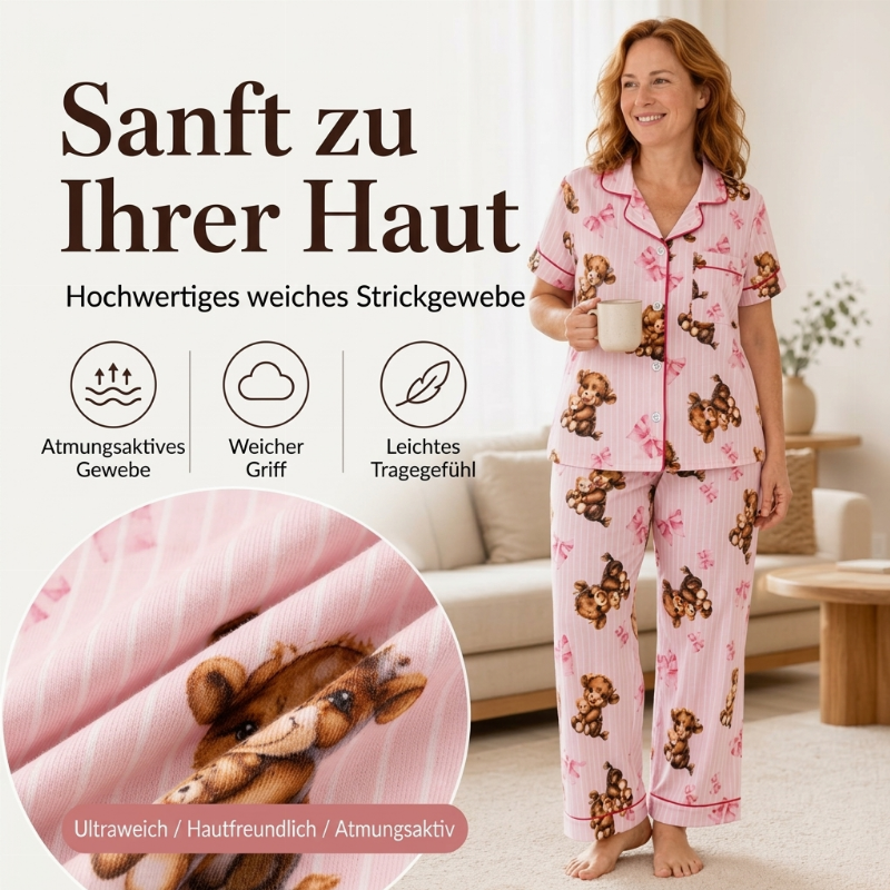 📢🎉50%Rabatt!!!🛍️✨Damen 3-teiliges Pyjama-Set mit Hochlandkuh-Print