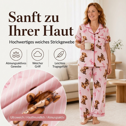 📢🎉50%Rabatt!!!🛍️✨Damen 3-teiliges Pyjama-Set mit Hochlandkuh-Print