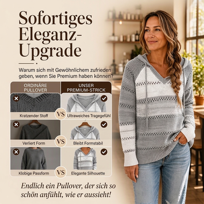 📢🎉50%Rabatt!!!🛍️✨Damen Kapuzen-Strickpullover mit Color-Block-Design und Lochstrick