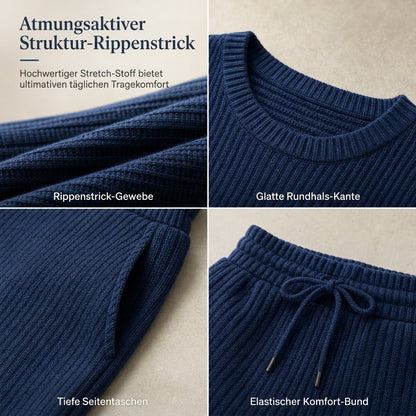 📢🎉50%Rabatt!!!🛍️✨Damen Herbst Winter Rippstrick Zweiteiler Freizeit Langarm Oberteil und Weite Hose