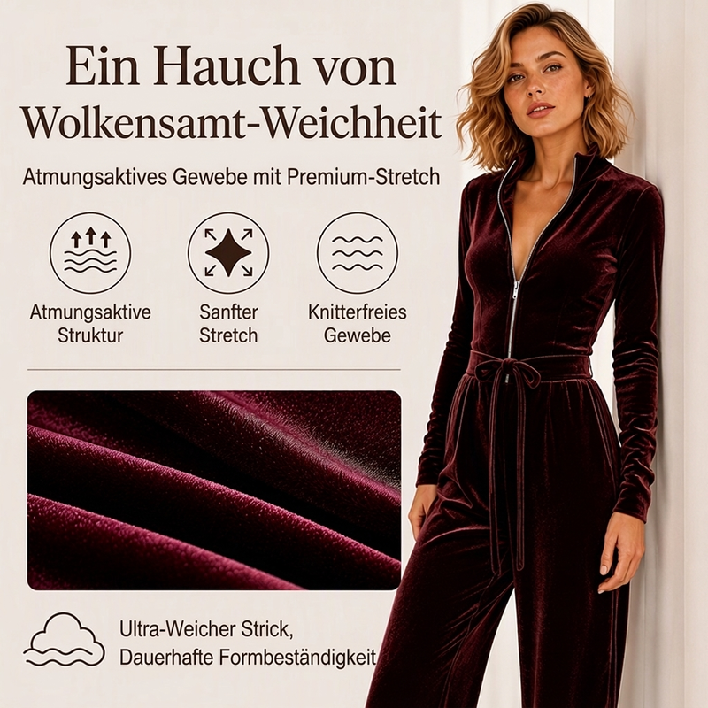 🔥 50% Rabatt – nur heute! 🎉 Damen Schicker Samt-Overall mit Stehkragen