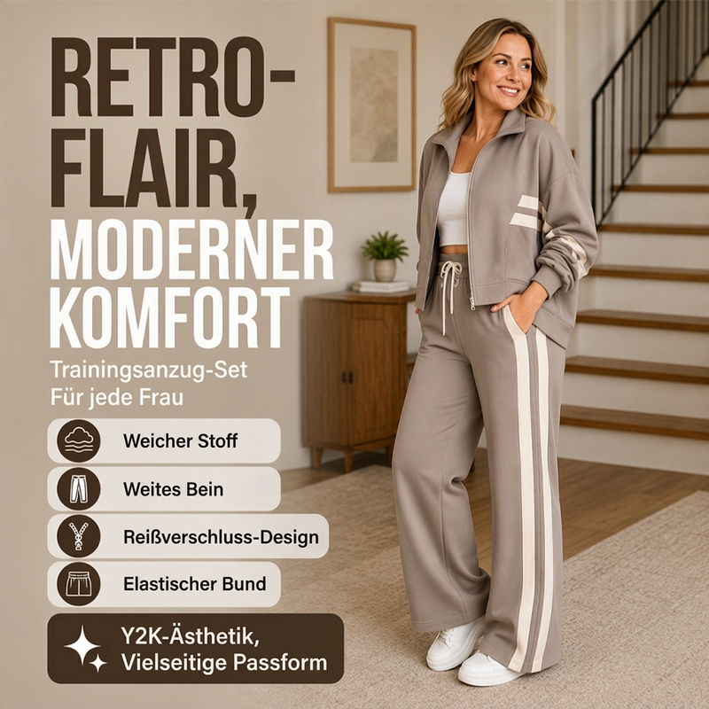 🚨 Letzte Chance – 50% Rabatt! ⏳ Sportliches 2-Teile-Streifen-Set für Damen