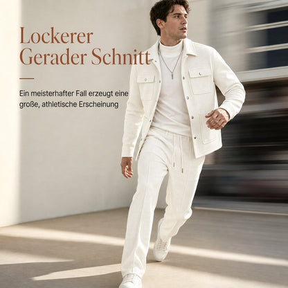 🔥 Beliebtes Produkt ！✨Zweiteiliges Set aus legerer Waffelstrickjacke und passender Hose für Herren