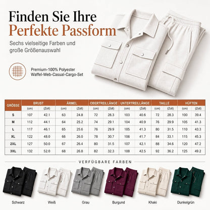 🔥 Beliebtes Produkt ！✨Zweiteiliges Set aus legerer Waffelstrickjacke und passender Hose für Herren