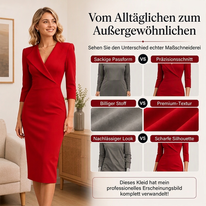 ✨Begrenzter Vorrat verfügbar, nicht verpassen!🎁🎁Blazerkleid für Damen mit V-Ausschnitt und 3/4-Ärmeln