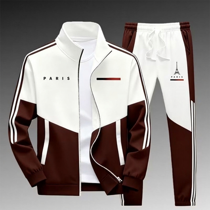 📢🎉 50% RABATT 🛍️✨Herren Farbblock-Reißverschlussjacke und Kordelhosen-Set