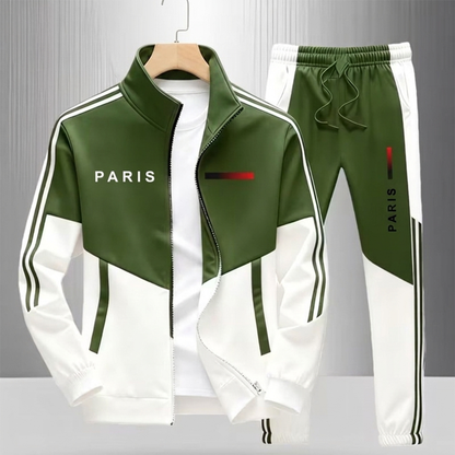 📢🎉 50% RABATT 🛍️✨Herren Farbblock-Reißverschlussjacke und Kordelhosen-Set