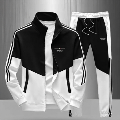 📢🎉 50% RABATT 🛍️✨Herren Farbblock-Reißverschlussjacke und Kordelhosen-Set