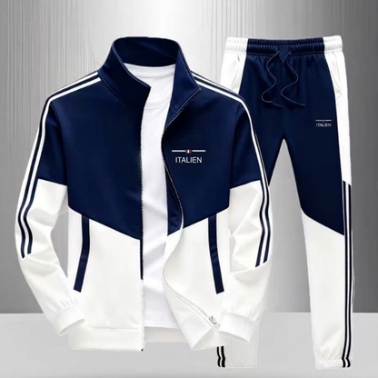 📢🎉 50% RABATT 🛍️✨Herren Farbblock-Reißverschlussjacke und Kordelhosen-Set